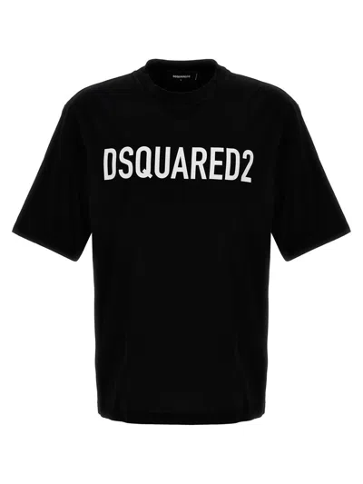 Dsquared2 Crew Neck T-shirt With Printed Logo In Black