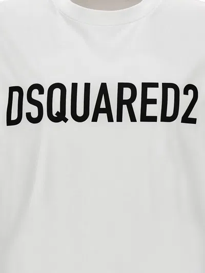 Dsquared2 Loose-fit White Cotton T-shirt With Logo Print In White/black