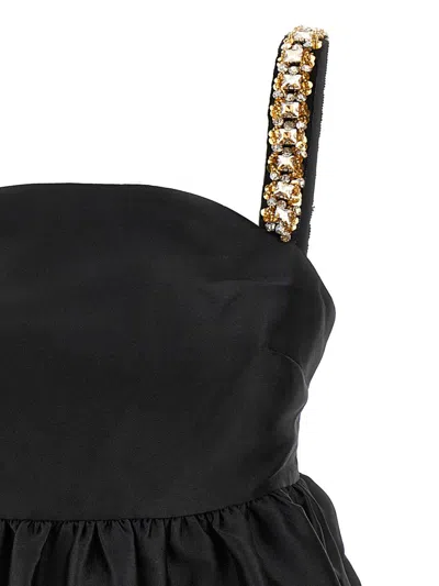 Shop Self-portrait 'black Taffeta Embellished Mini' Dress