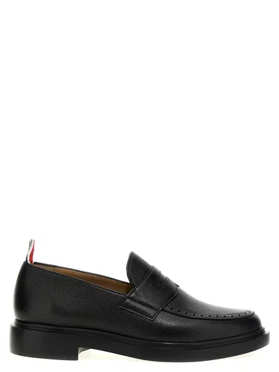 Thom Browne Black Slip-on Loafers With Loop Detail In Black