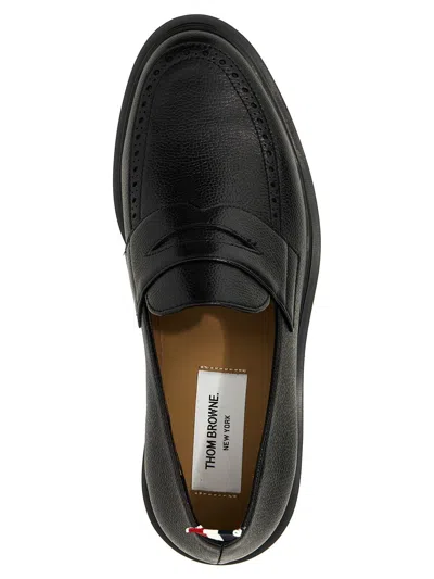 Thom Browne Black Slip-on Loafers With Loop Detail In Black