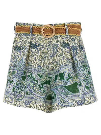 Shop Zimmermann 'ottie Tuck' Shorts In Multicolor