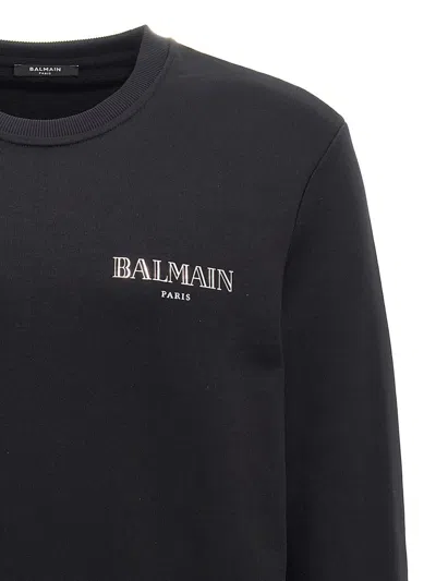 Shop Balmain 'silver  Vintage' Sweatshirt In Black