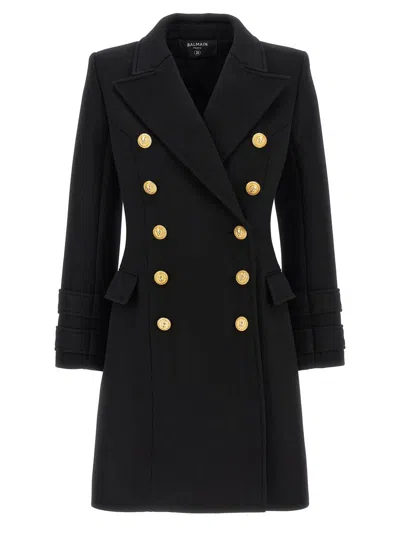Balmain 10 Buttons Coat In Virgin Wool And Cashmere Women In Black