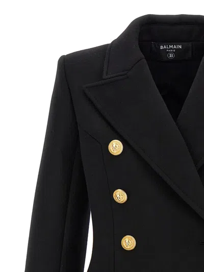Balmain 10 Buttons Coat In Virgin Wool And Cashmere Women In Black