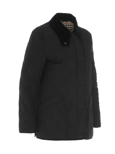 Shop Burberry Quilted Jacket 'cotswold' In Black