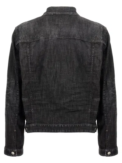 Dsquared2 'boxy Denim Jacket With Distressing' In Black