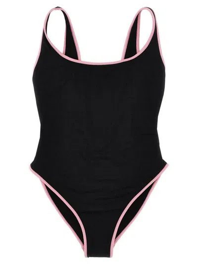 Shop Moschino 'logo' One-piece Swimsuit In Black