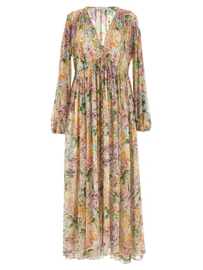 Shop Zimmermann 'halliday Gathered Maxi' Dress In Multicolor