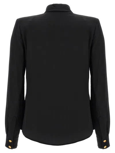 Shop Balmain Logo Button Shirt In Black
