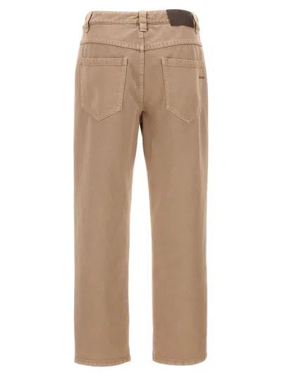 Brunello Cucinelli Denim Jeans With Belt Loops And Pockets In Beige