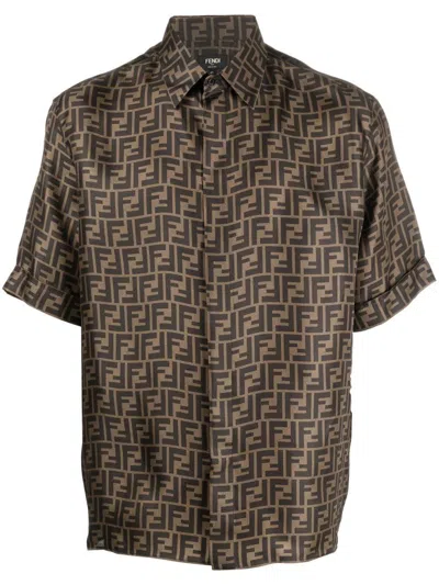 Shop Fendi Shirts In Brown