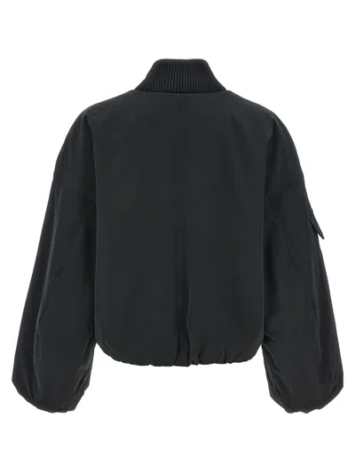 Shop Ganni Nylon Bomber Jacket In Black