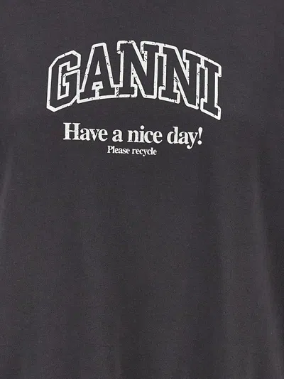Shop Ganni Print Sweatshirt In Gray