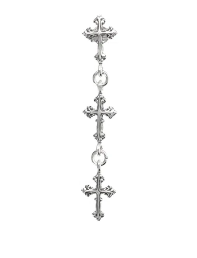 Emanuele Bicocchi Sterling Silver Cross Drop Single Earring In White