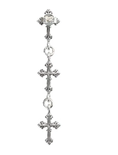 Emanuele Bicocchi Sterling Silver Cross Drop Single Earring In White