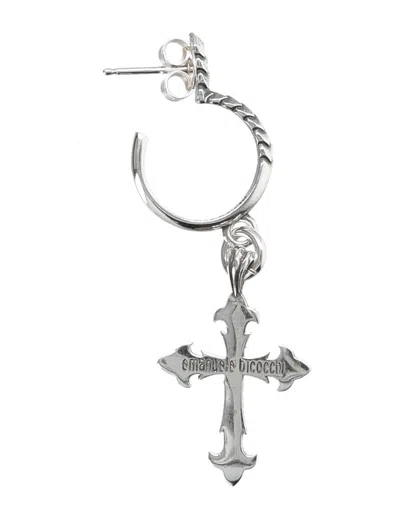 Shop Emanuele Bicocchi Earring Cross In Silver