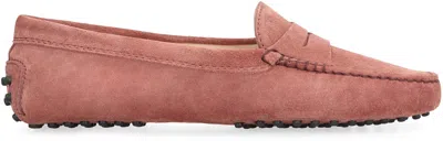 Shop Tod's Gommino Suede Loafers In Pink