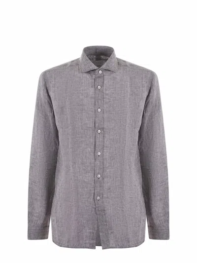 Shop Xacus Linen Shirt In Tortora