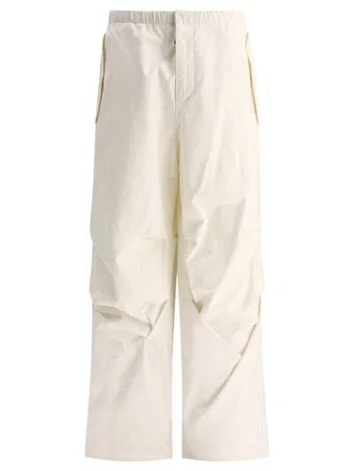 Shop Jil Sander With Knee Plea Trousers White