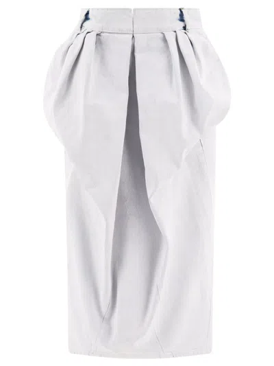 Shop Maison Margiela Denim Gathered Skirt Skirts In White