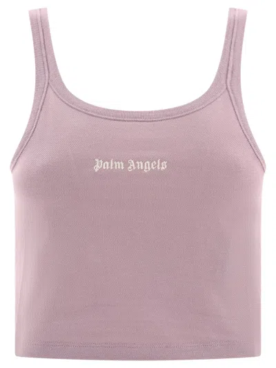 Shop Palm Angels Classic Logo Tops In Purple