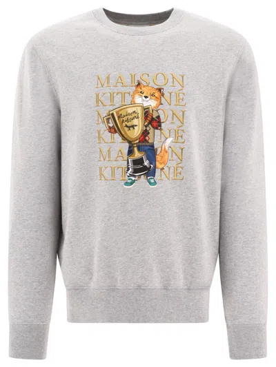 Shop Maison Kitsuné Fox Champion Sweatshirts In Grey