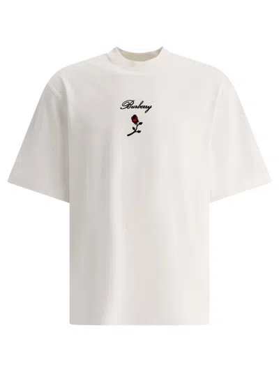 Shop Burberry Logo Rose T-shirt T-shirts In White