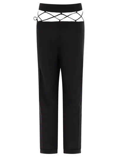 Shop Nensi Dojaka Tailored With Laced Waistband Trousers In Black