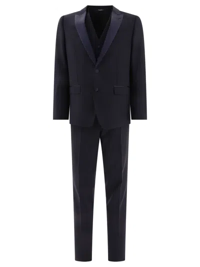 Shop Dolce & Gabbana Three-piece Suit Suits In Blue