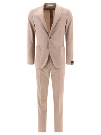 Shop Tagliatore Single-breasted Wool Suit Suits In Beige