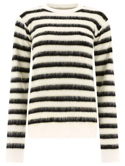 Shop Marni Striped Mohair Sweater Knitwear In White