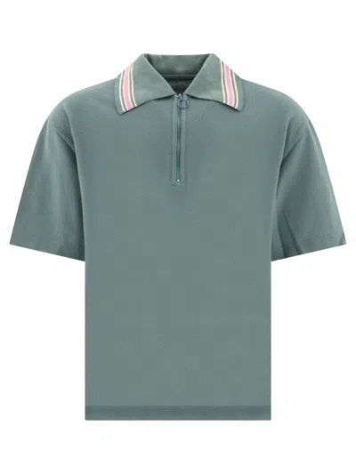 Shop Kapital Zip Up Polo Shirts In Light Blue