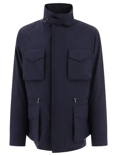 Shop Dolce & Gabbana Technical Fabric Safari Jacket Jackets In Blue