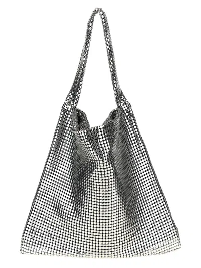 Shop Rabanne Pixel Metallic Tote Bag In Silver