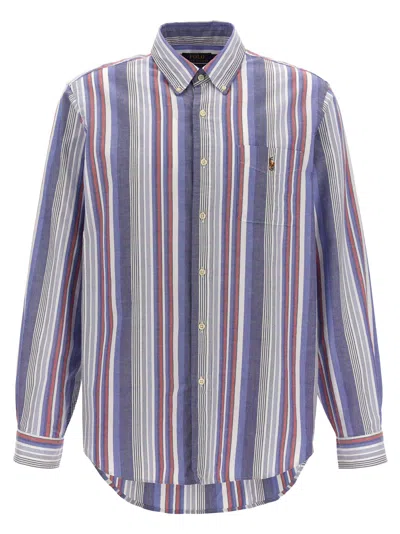 Shop Polo Ralph Lauren Logo Embroidery Striped Shirt Shirt, Blouse In Multicolor