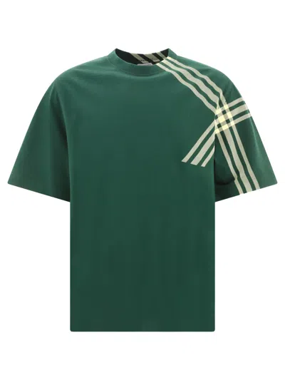 Shop Burberry Check Sleeve Cotton T-shirt T-shirts Green