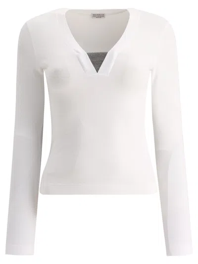 Shop Brunello Cucinelli Precious Insert T-shirts In White