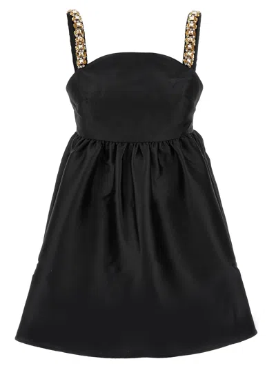 Shop Self-portrait Taffeta Embellished Mini Dresses In Black