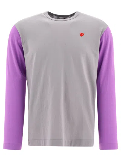 Shop Comme Des Garçons Play Heart T-shirts In Grey