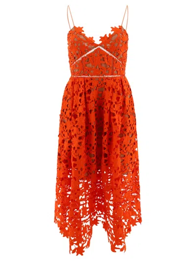 Shop Self-portrait Azalea Lace Dresses In Orange