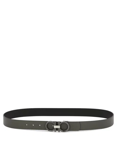 Shop Ferragamo Gancini Belts In Grey