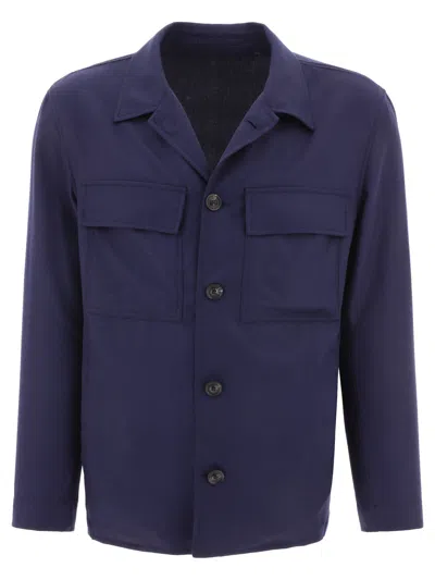 Shop Lardini Overshirt With Chest Pockets Jackets Blue