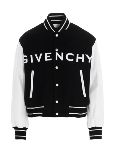 Shop Givenchy Logo Bomber Jacket. Coats, Trench Coats In White/black