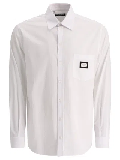Shop Dolce & Gabbana Shirt With Logo Plaque Shirts In White