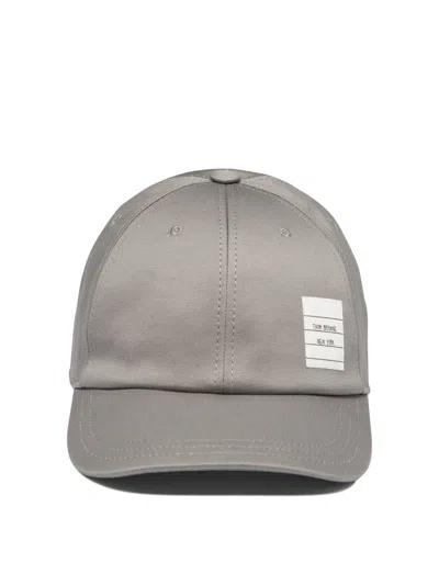 Shop Thom Browne Baseball Cap With Logo Patch Hats In Grey