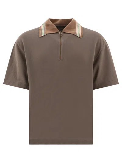 Shop Kapital Zip Up Polo Shirts Brown