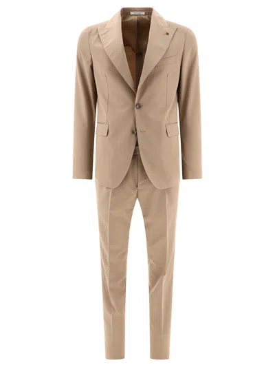 Shop Tagliatore Wool-blend Single-breasted Suit Suits In Brown