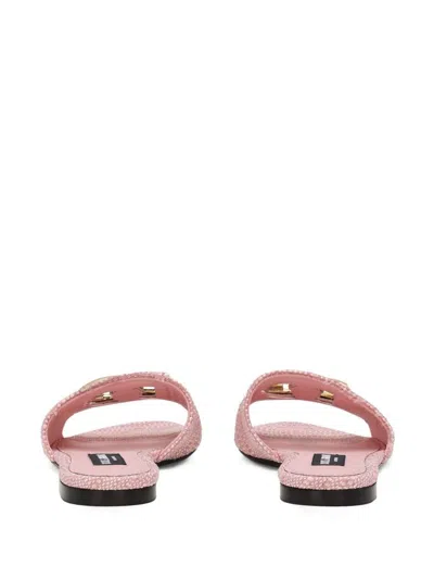 Shop Dolce & Gabbana Dg Logo Leather Slides In Pink