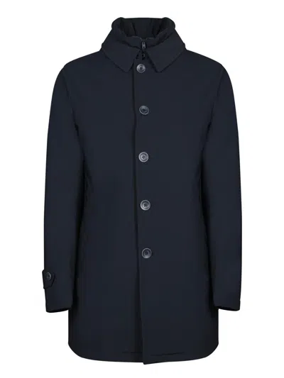 Herno Technical Polyamide With Goose Down Padding Down Jacket In Blue